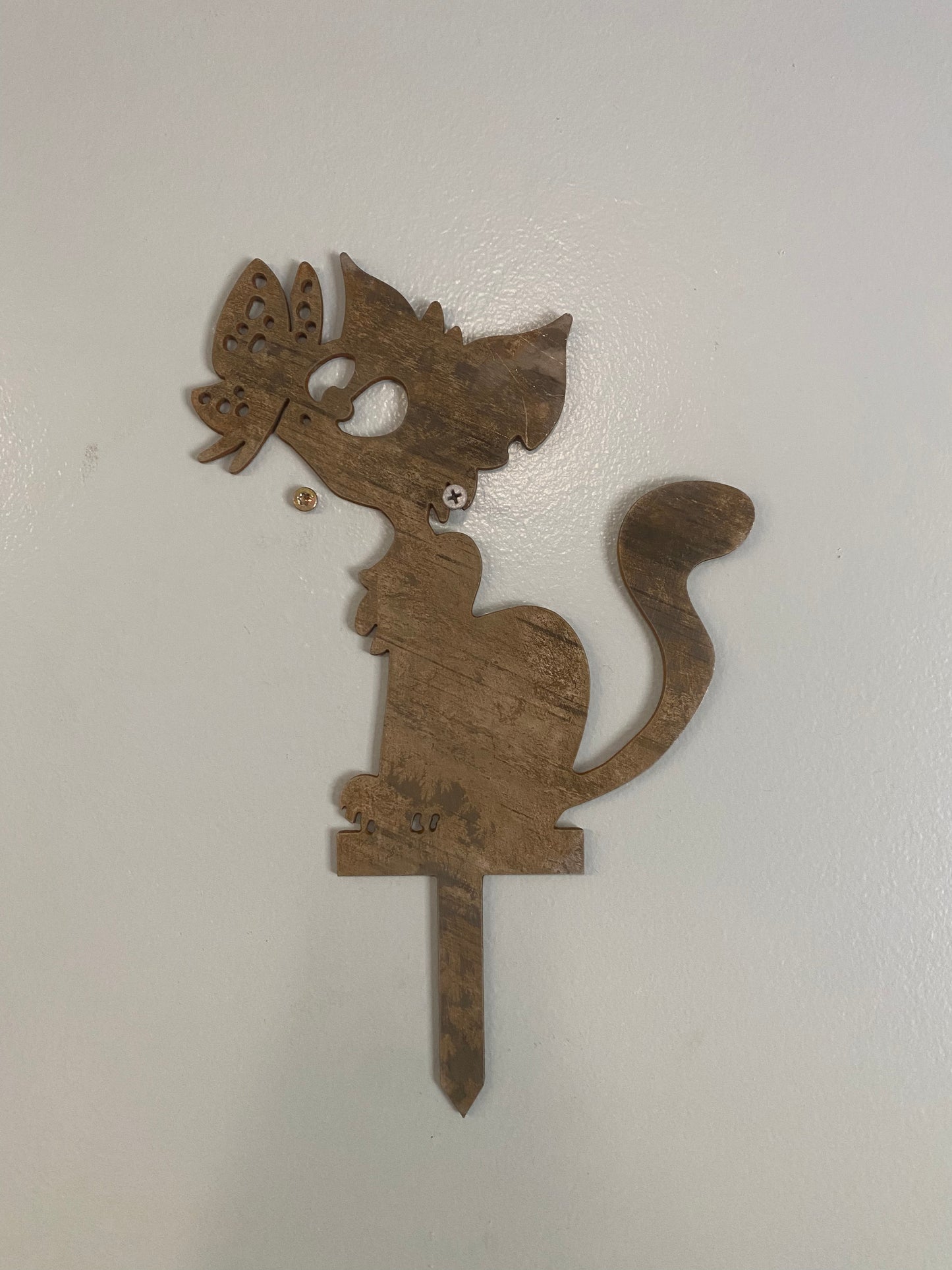 Cat with Butterfly Lawn Stake